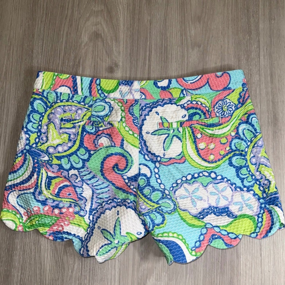 Lilly Pulitzer Buttercup Scalloped Seersucker Shorts Multicolor Paisley Size 6 - Picture 3 of 11